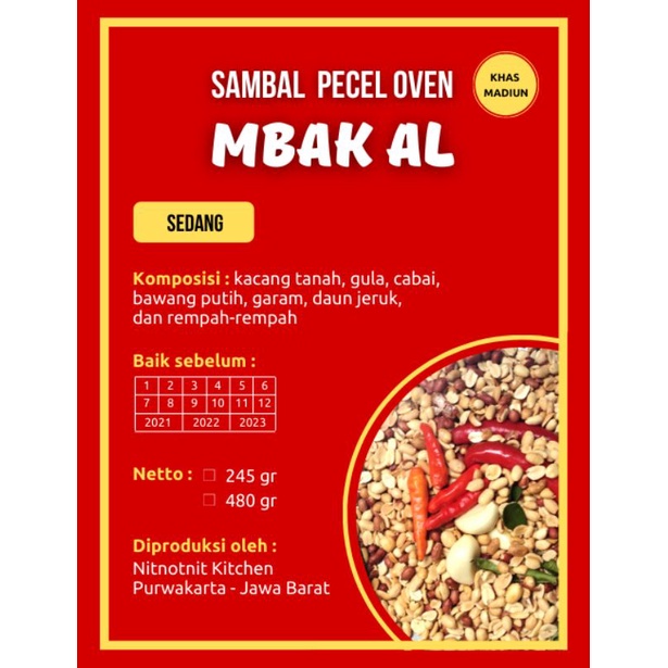 

Sambel pecel oven Mbak Al SEDANG