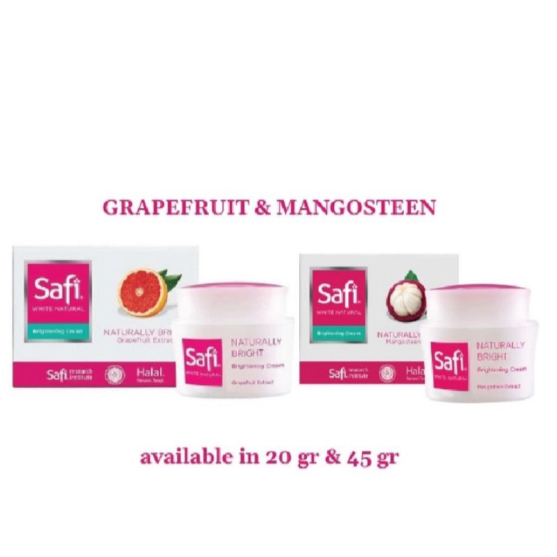 Safi White Natural Brightening Cream Mangosteen/Grape Fruit 20-45gr