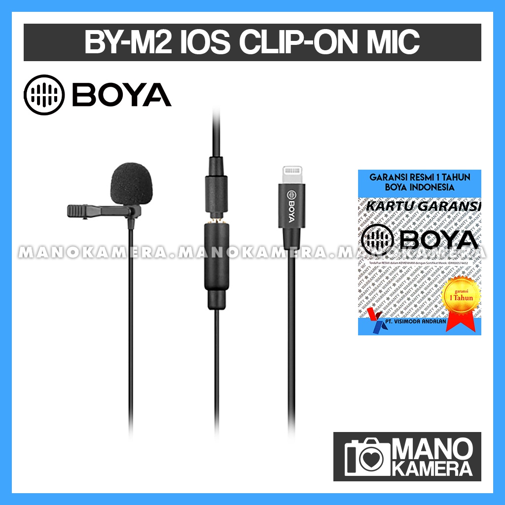 BOYA BY-M2 Clip On Mic Microphone for iPhone iOS Lightning Adaptor