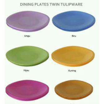 PIRING TULIPWARE MEDIUM DINING PLATE TWIN TULIPWARE 1 SET 2 PCS
