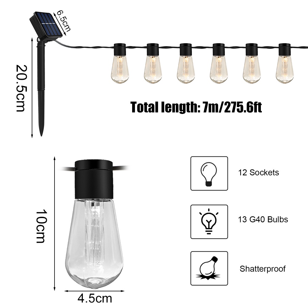 Lampu Malam LED 2 Mode Tenaga Surya Anti Air Untuk Dekorasi Pesta Natal / Pernikahan / Kamar Anak