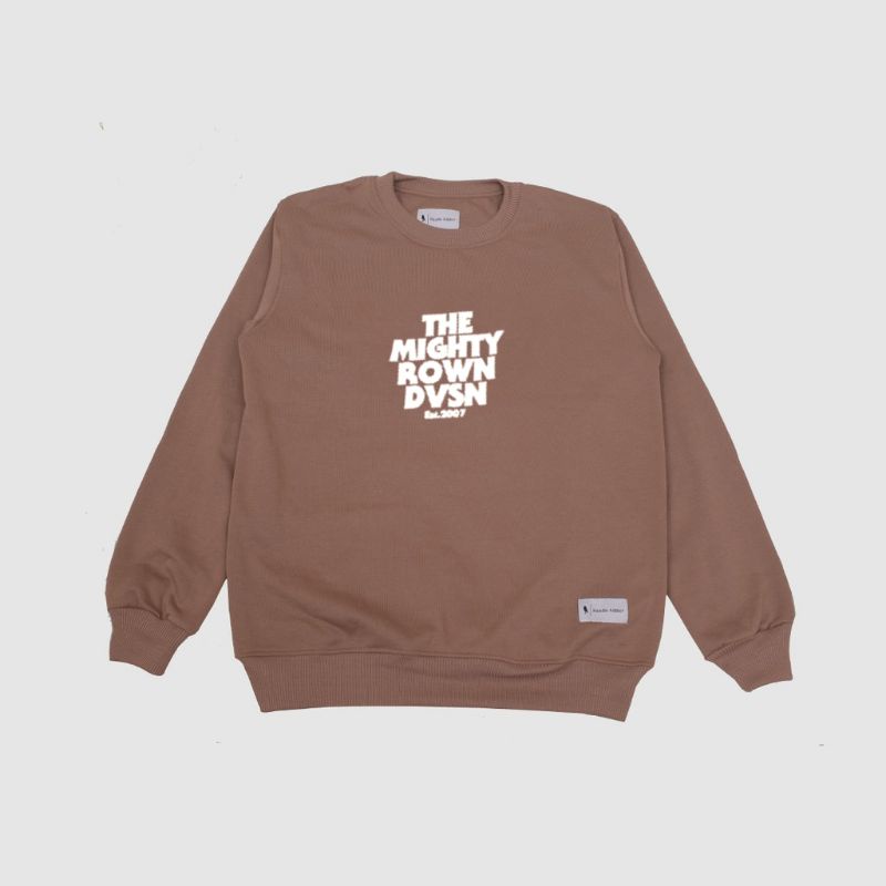 Jual Sweaters Crewnex Rowndivision Sablon Print New Warna Mocca Paling