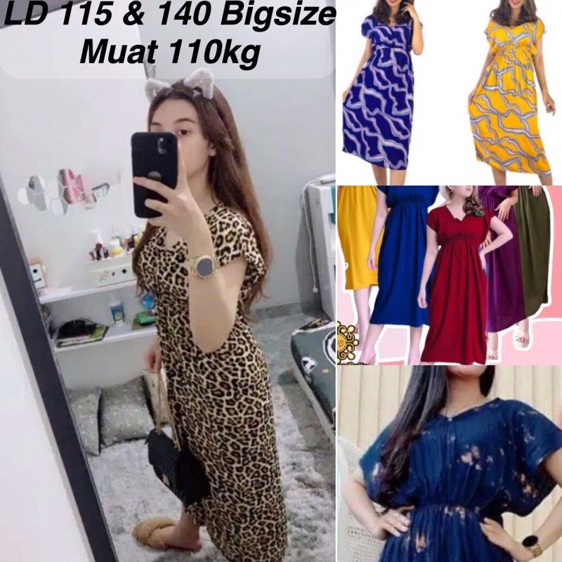 DRESS Jumbo DASTER MANOHARA LD 110, LD 120 BIGSIZE BALI LEOPARD