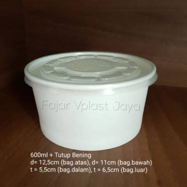 Paper Rice Bowl 600ml TEBAL / mangkok baso / mangkok es