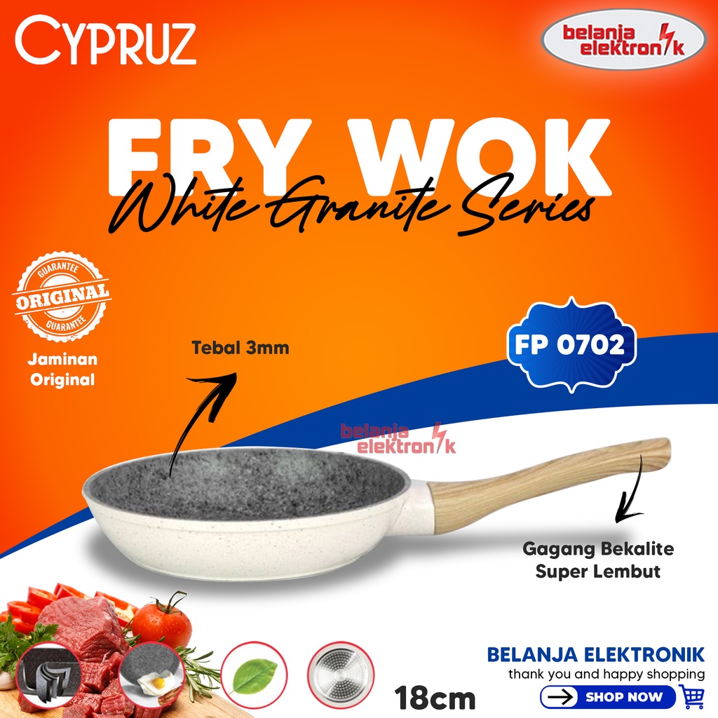 CYPRUZ FP 0702 FRY WOK 18 CM WHITE GRANITE SERIES