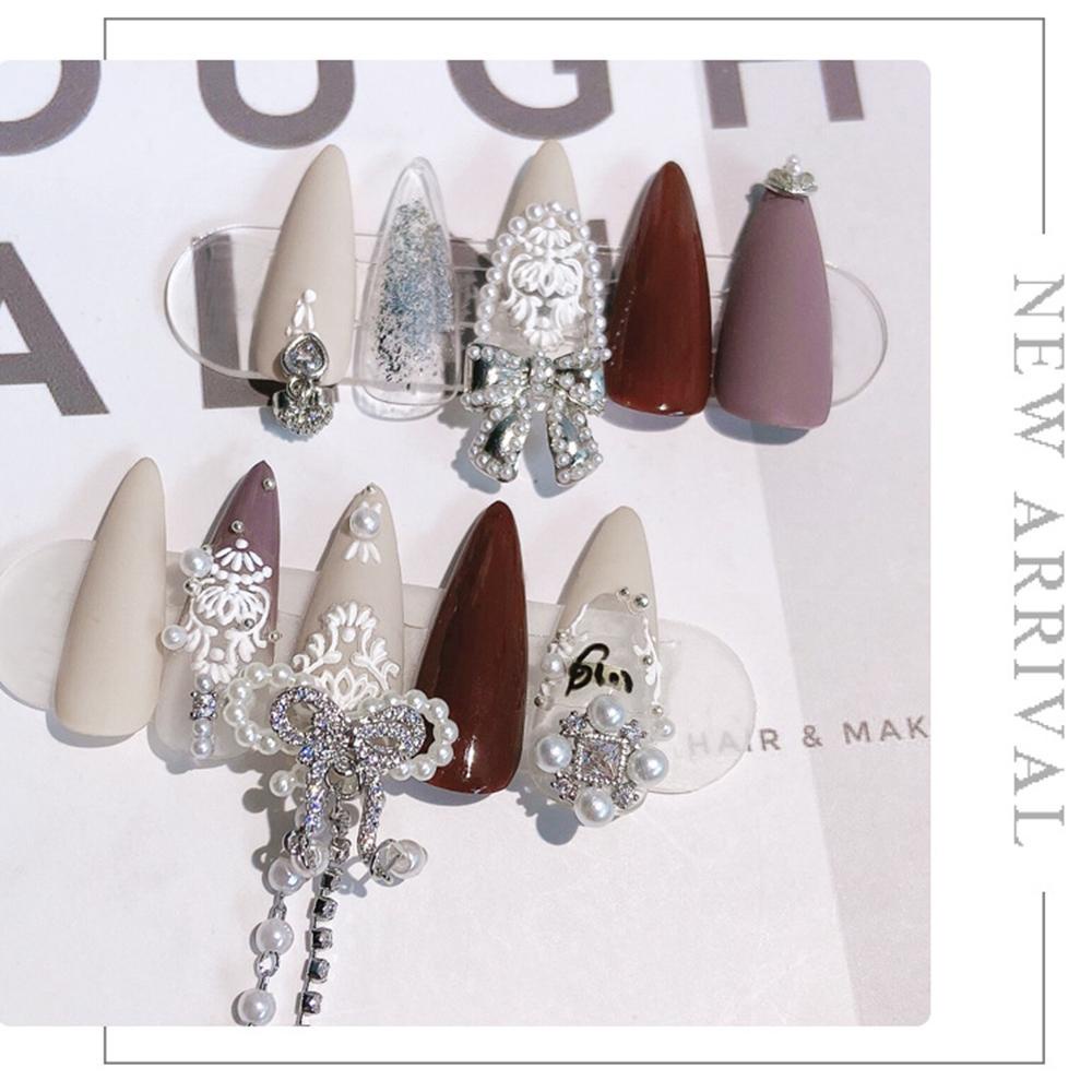 Agustina Kuku Berlian Imitasi 3D Shiny Manicure Tools Mutiara Logam Kristal Busur Nail Art Dekorasi