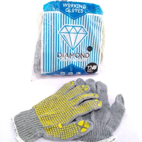 3Pasang Sarung Tangan Tukang Proyek Bintik Kerja Diamond Antislip Working Safety Glove Murah W710