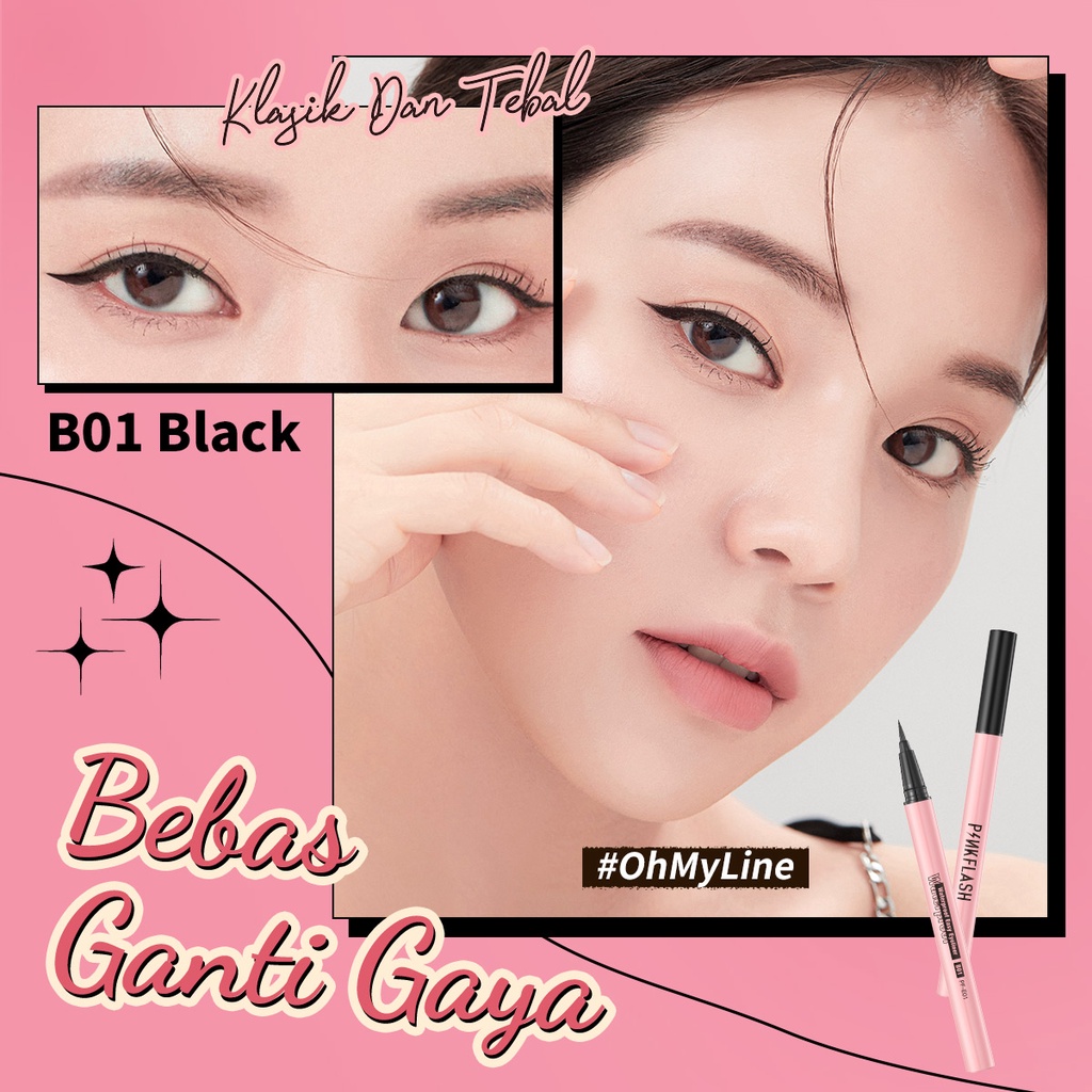 PINKFLASH #OhMyLine Eyeliner Warna Hitam Anti Air Tahan Lama Eye Makeup WATERPROOF Beauty