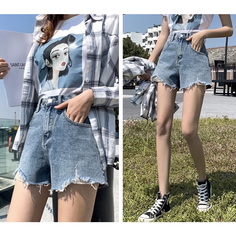 CELANA HW SHORT PANTS PENDEK JEANS DENIM HIGHWAIST HOTPANTS MX882