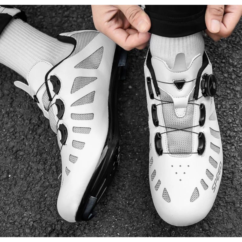 Speed Sepatu Multi Cleat Roadbike MTB Bicycle Shoes Multi Cleats Sepatu Gowes Cleat BOA Putih