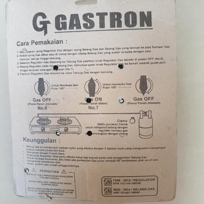 Regulator + Selang Gas 1,8 meter Gastron/Caisar Murah Meriah