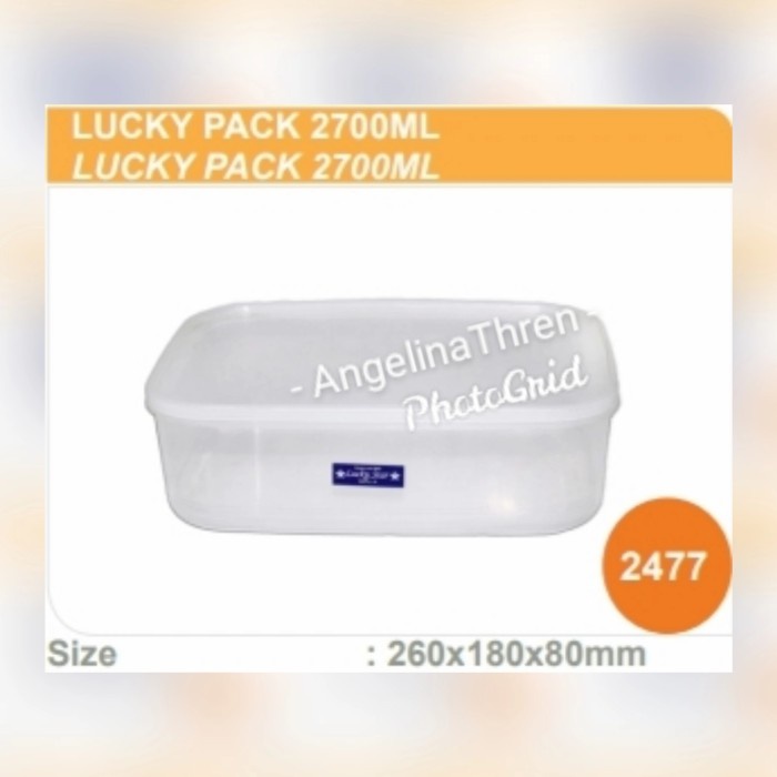 Toples Transparan Persegi 2700ML - Lucky Pack 2.7L
