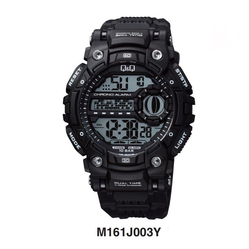 Jam Tangan pria Q&amp;Q QnQ QQ M161 M161J M161 HITAM ORIGINAL DIGITAL WATCH TALI KARET