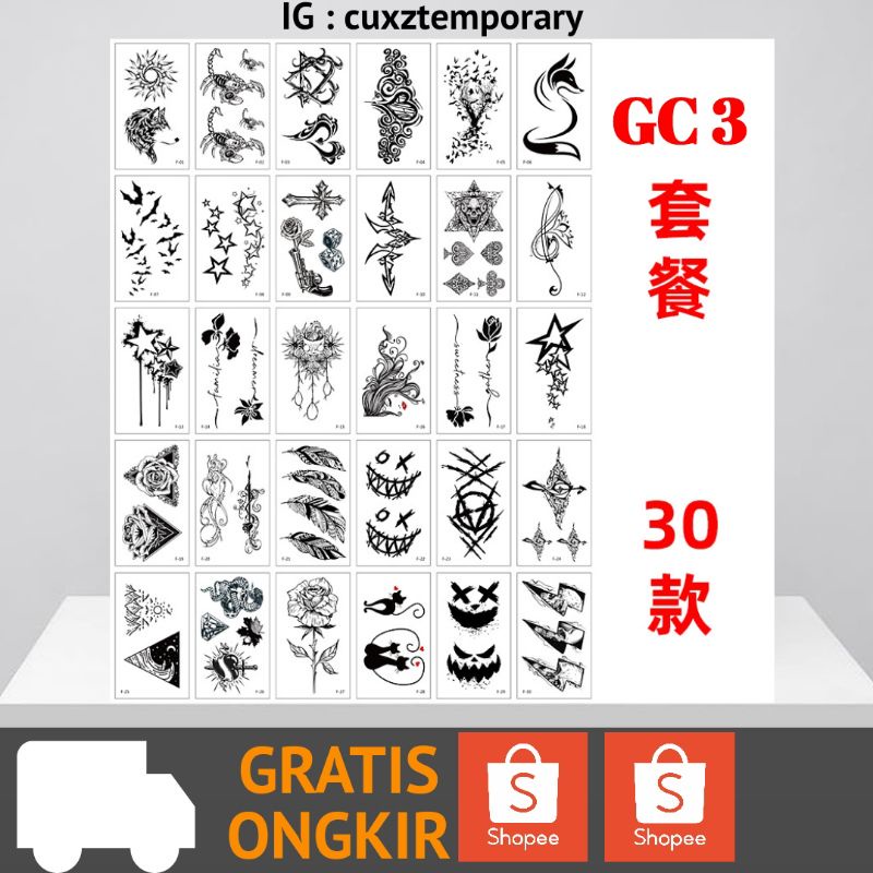 30Pcs sticker Tatto Temporer / Tatto Temporary Small