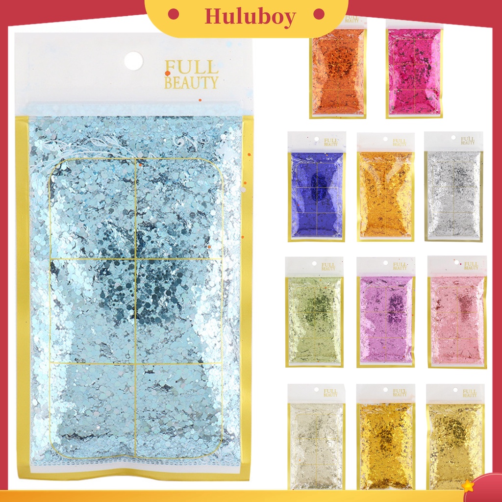 Huluboy Huluboy♡ 50g / Kantong Sequin Glitter Holografik Bentuk Segi Enam Untuk Dekorasi Nail Art / Manicure DIY