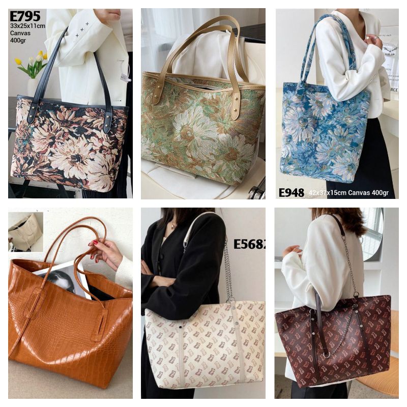 Gij. 1kg3 Tas Bahu Besar ToteBag Wanita Import Resleting TOTE SHOPPER BAG . E795 E948 E5914 E5682 . 