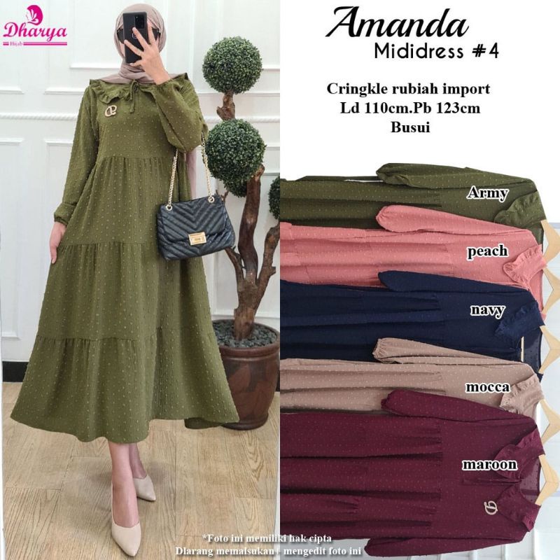 Amanda #4 Midi Dress Crinkle Rubiah