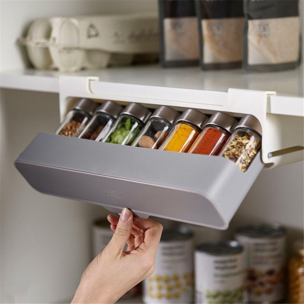 Solighter Spice Organizer Home Kitchen Self-adhesive Under-Shelf Perlengkapan Dapur