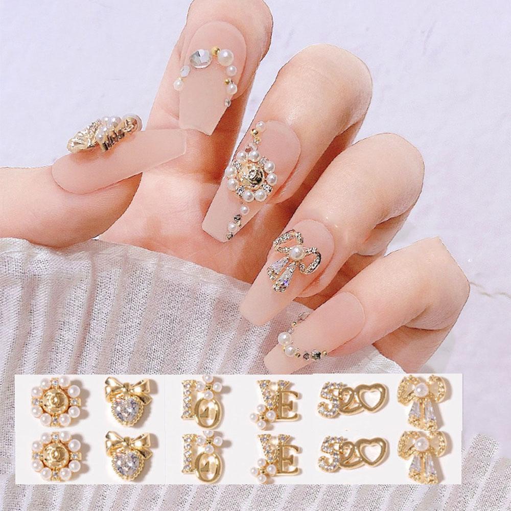 Needway Nail Art Zirkon Perhiasan Zirkon Manicure Aksesoris Flash 3D Alloy Jewelry Love Nail Diamond