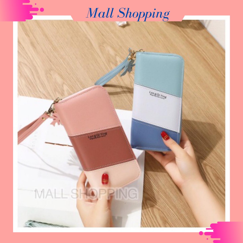 (COD) Dompet Panjang Wanita Resletting Free Gantungan Dompet Import DR217 MALL SHOPPING