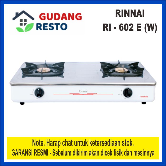 RINNAI RI 602 E / RI602E / RI602 E 602E KOMPOR GAS LPG 2 TUNGKU / MATA SNI GARANSI RESMI BEST SELLER