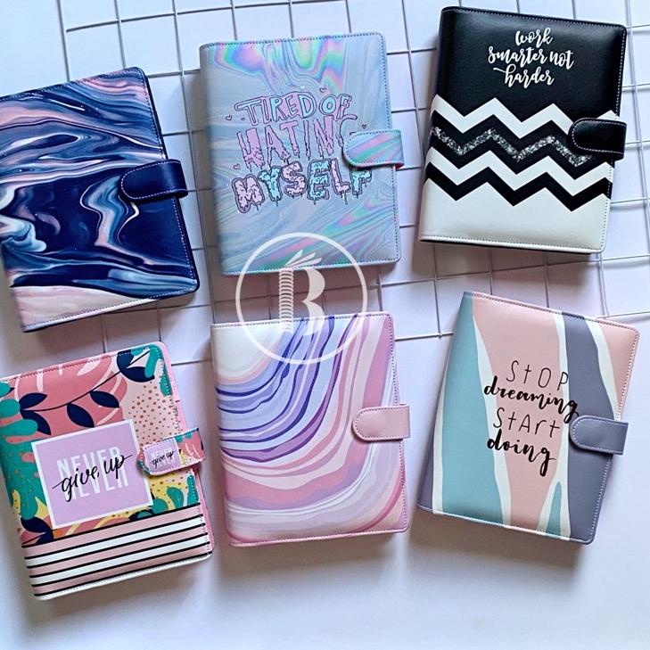 

First Stock⁑ Bindermu READY Binder New 03 Printing Quotes Marble Holographic Kulit Anti Air 20ring A5 / 26ring B5 6ring A6 KD74