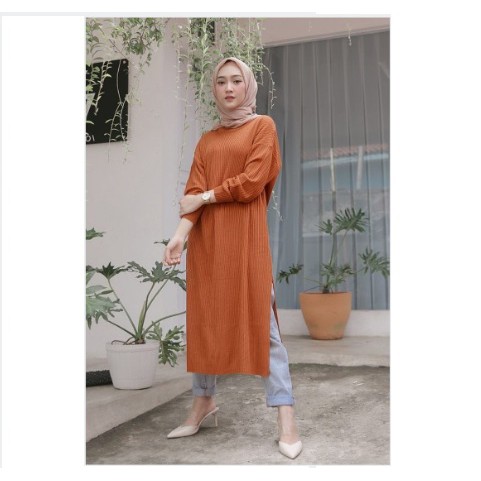 Syani Tunik Rajut / Tunik Rajut Muslim / ATASAN MUSLIM-CORAL