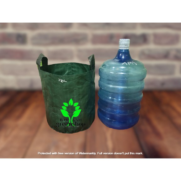 Planter bag 35 liter hijau bulat - pot - media tanam