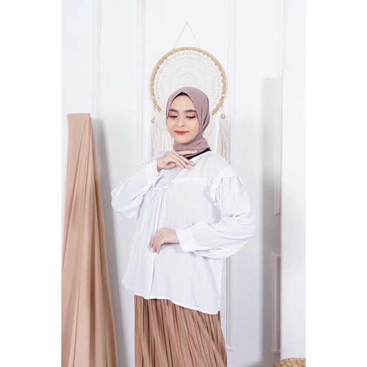 BLOUSE WANITA RAYON CRINKLE PREMIUM MADE CESI REKSA-Made Putih