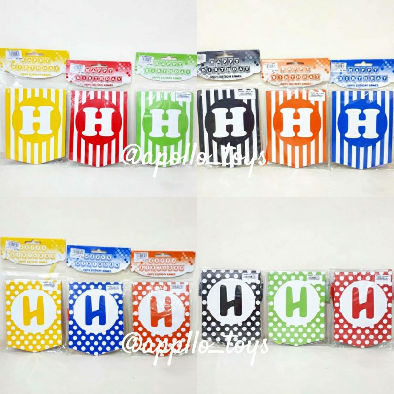 BANNER HAPPY BIRTHDAY (Party Decor Bunting Flag HBD Perlengkapan Pesta Ultah Dekorasi Ulang Tahun)