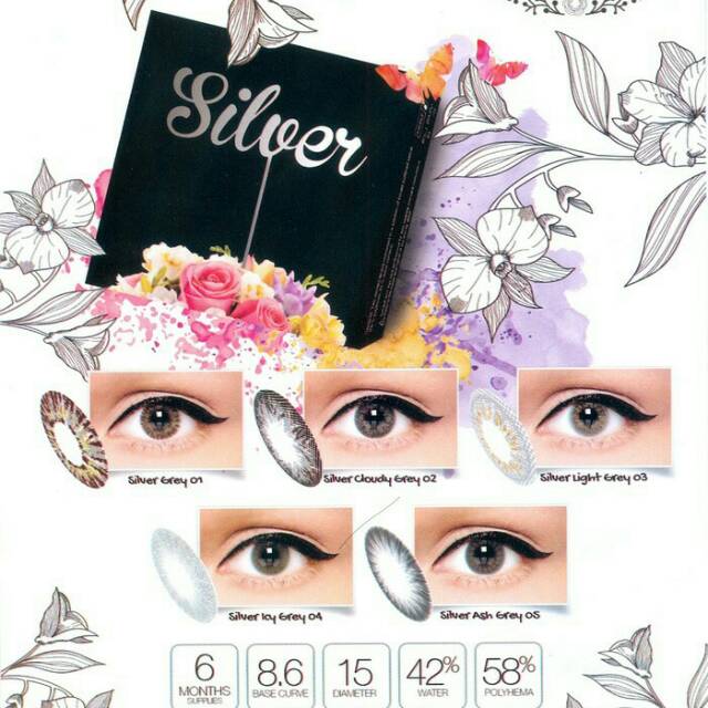 Softlens X2 Ice Silver By Exoticon / Softlens ICE SILVER 15mm / Softlens warna ICE Silver by Exoticon