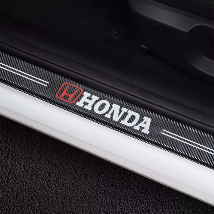 4PCS/Set Carbon 3D Door Sill Plate Guard Pelindung Pijakan Injakan Kaki Pintu Mobil Set utk HondaToyota