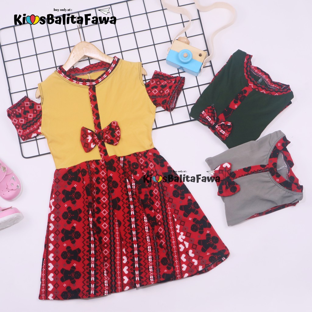 (NATAL) Dress Sabrina uk 4-7 tahun -  Dres Baju Gaun Anak Perempuan Harian Pesta Kids Adem Murah