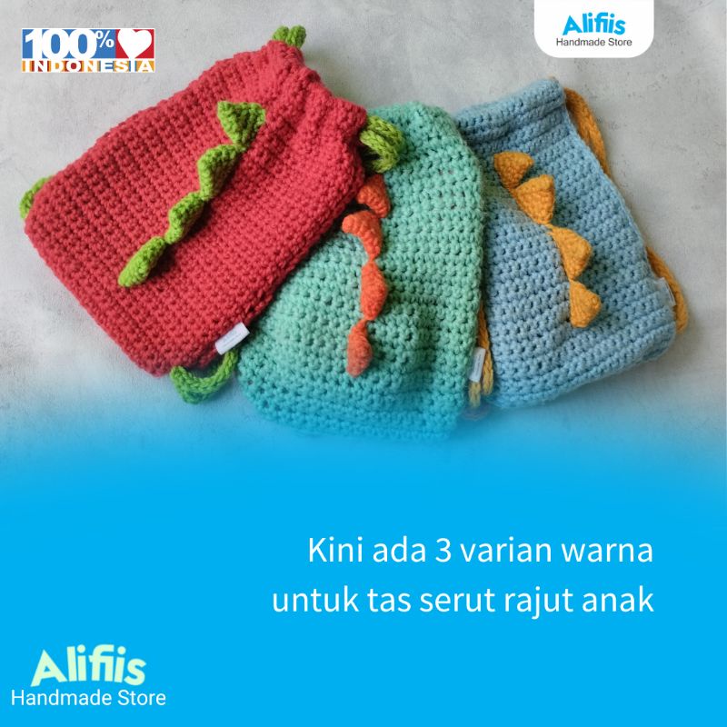 (READY STOK) Crochet Tas Serut Anak Dino