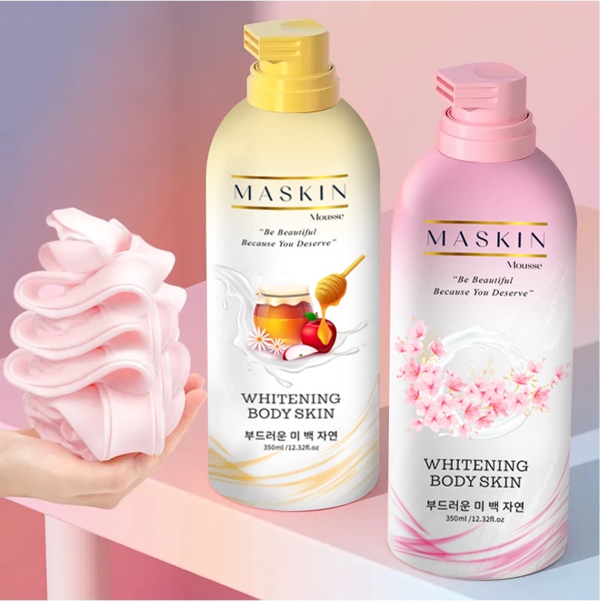 Sabun mandi cair pemutih badan Maskin, body wash whitening soap shower gel foam