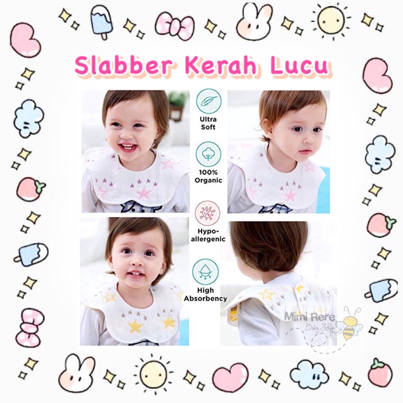 Slabber Kerah Lucu | Korean Baby Bibs MomsCare 360 derajat