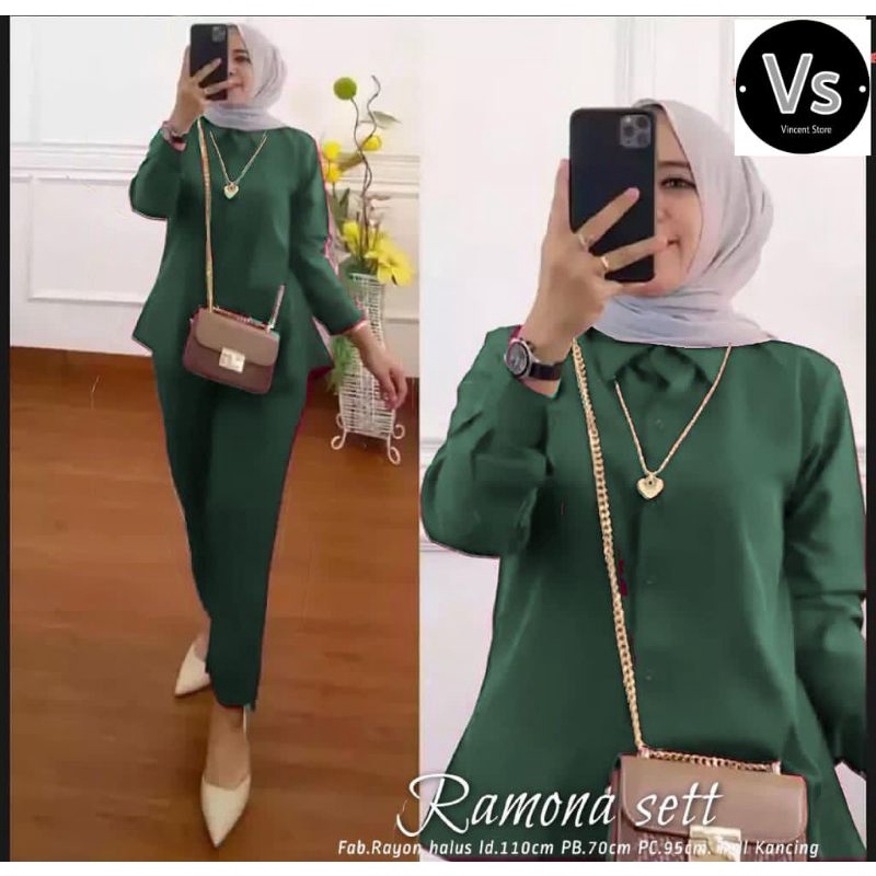 RAMONA SET / SETELAN WANITA BLOUSE + CELANA