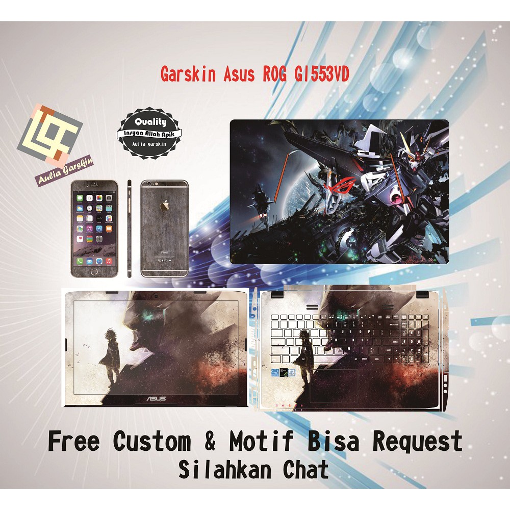 Garskin Laptop Asus ROG GL553VD Full Body motif Titan - free Custom