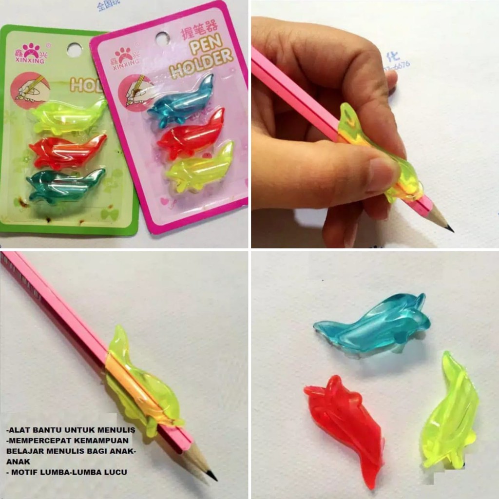 

Atk Alat Bantu Belajar Menulis or Writing Grip Pensil Holder Tools Fish 1Set Isi3Pcs