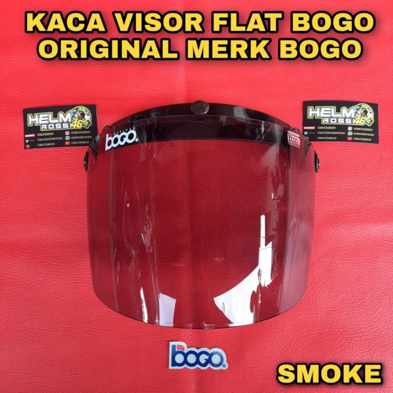 Kaca Visor Flat BOGO Smoke ORIGINAL - Pnp Helm RETRO BOGO Polos Motif ORI