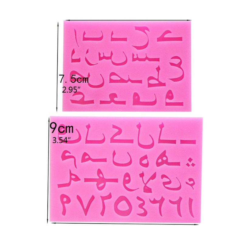 2pcs / Set Cetakan Resin Bentuk Huruf Alfabet Angka Arab Bahan Silikon Untuk Kerajinan Tangan