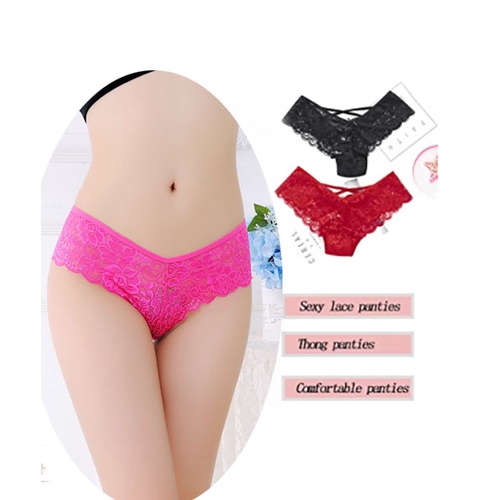 G Sting Sexy Wanita Renda transparan dengan Low Waist berongga Celana Dalam 3C151