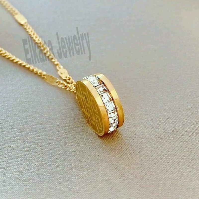 TITANIUM KALUNG RANTAI SPASI BULAT DIAMIOND SUPER BERKELAS PERHIASAN ANTI KARAT&amp;ANTI LUNTUR