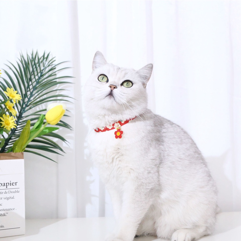 Kalung Leher Anjing / Kucing Adjustable Dengan Liontin Bunga Matahari Sun Flower