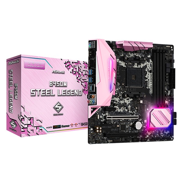 ASRock B450M Steel Legend PINK Limited Edition - AM4