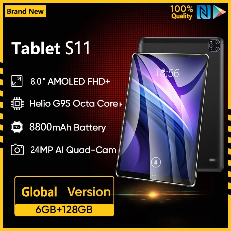 Tablet Original 6GB+128GB 8.0-inch Screen Tablet PC HD 4G/5g Android Tablet  Smart Tablet, Brand New Ten Cores, Support Online Courses, Watch Videos, Online Games