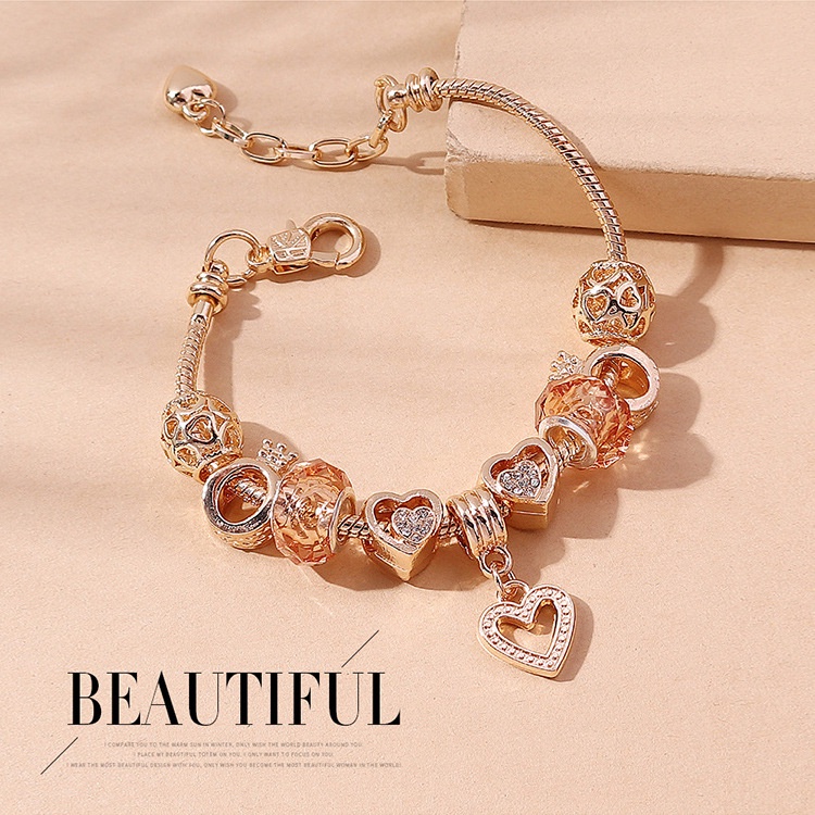 Kualitas Tinggi Fashion Heart Crown Gelang untuk Wanita Elegan Sederhana Pesona Hadiah Terbaik Jual B-22034