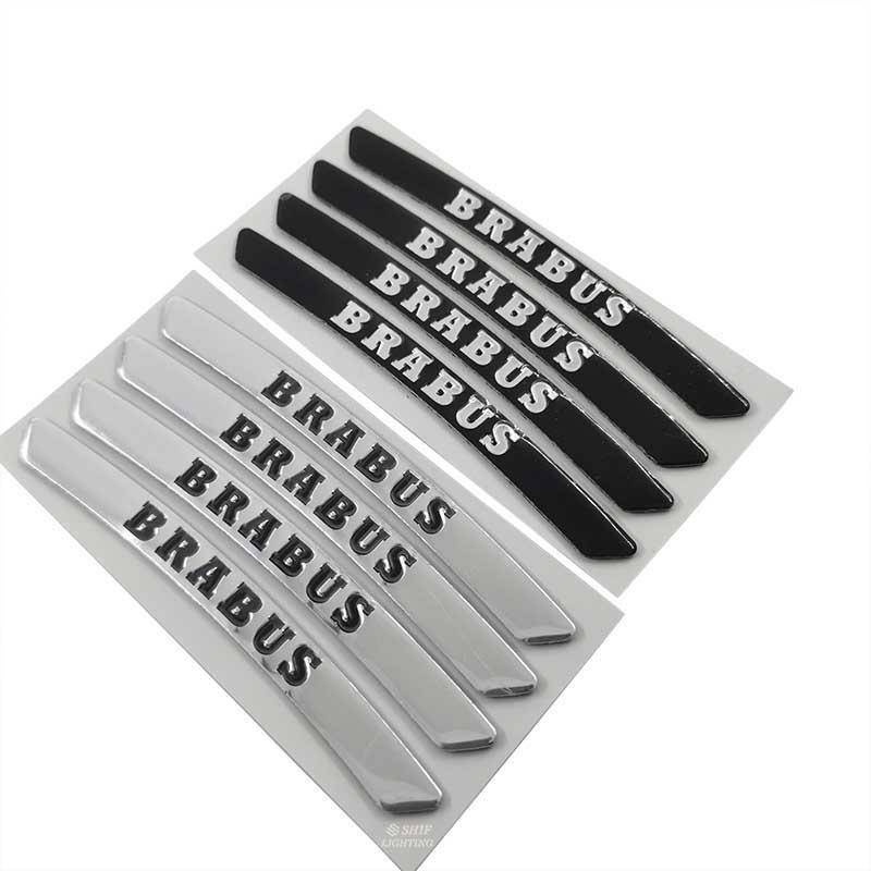 4pcs Stiker Emblem / Badge Logo Brabus Bahan Aluminum Untuk Dekorasi Ban Mobil Mercedes Brabus