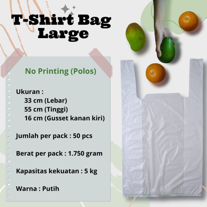 

✨ BISA COD ✨ Tshirt Bag Large polos - Putih