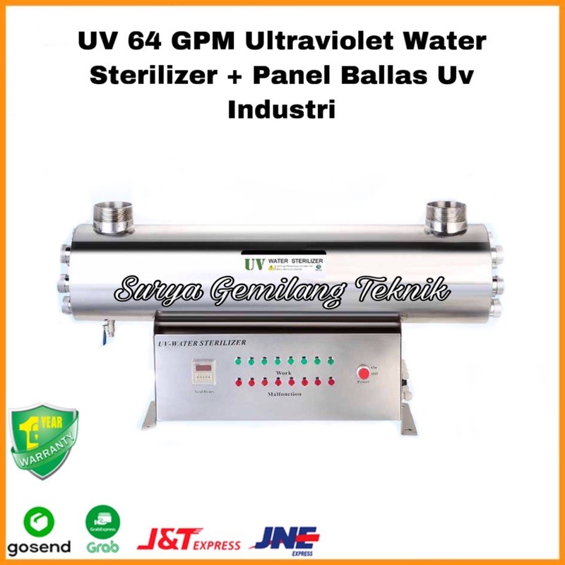 UV 64 GPM Ultraviolet Water Sterilizer + Panel Ballas Uv Industri